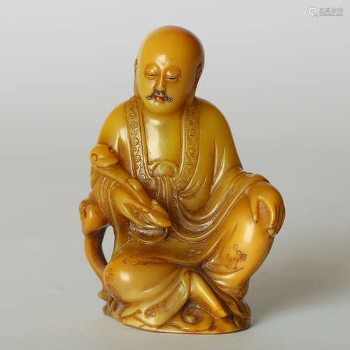 CHINESE SOAPSTONE FIGURE OF LOHAN