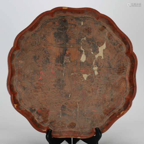 CHINESE LACQUER WOOD CHARGER