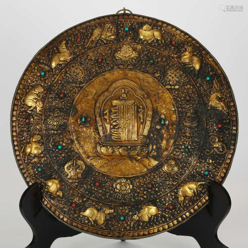 CHINESE REPOUSSÉ COPPER BUDDHIST PANEL
