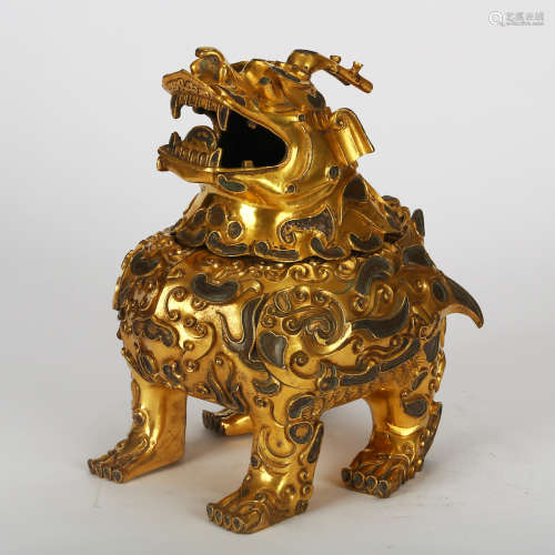 CHINESE GILT BRONZE FIGURE OF FOOLION