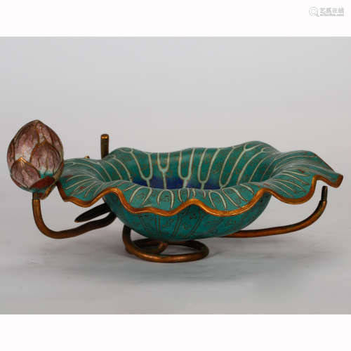 CHINESE CLOISONNE LOTUS WATER COUPE