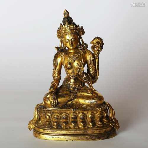 CHINESE GILT BRONZE FIGURE OF TARA