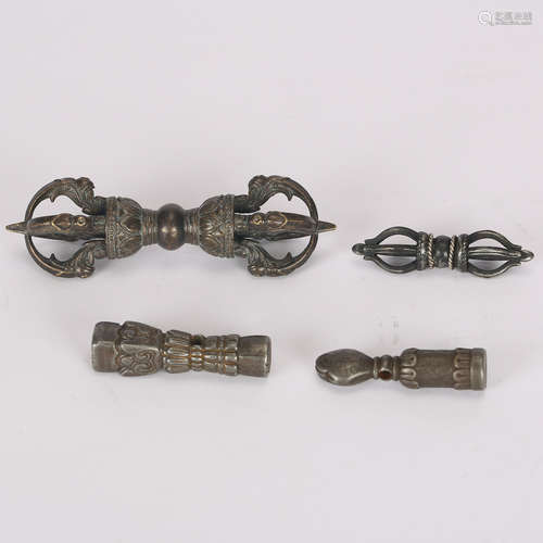 CHINESE SILVER TIBETAN VAJRA SETS