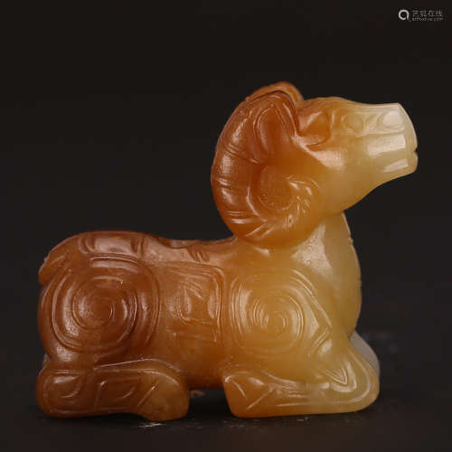 CHINESE JADE CARVED RAM