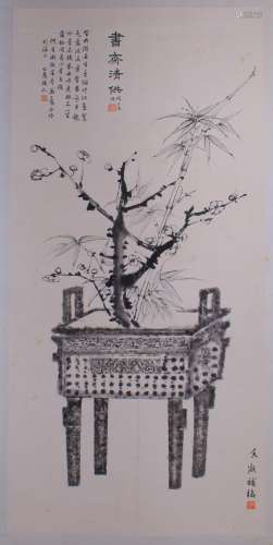 CHINESE SCROLL PAINTING OF BAMBOO IN DING