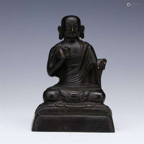 CHINESE BRONZE SEATED GURU BUDDHA