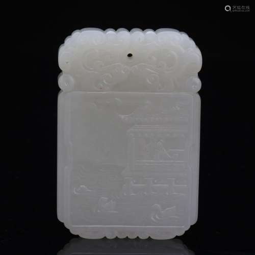 CHINESE WHITE JADE SQUARE PLAQUE