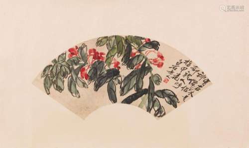 CHINESE FAN PAINTING OF FLOWER