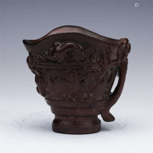 CHINESE AGALWOOD DRAGON JUE CUP