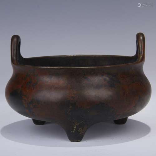 CHINESE RED COPPER ROUND CENSER