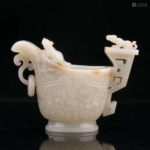 CHINESE WHITE JADE JUE CUP