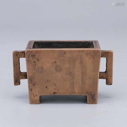 CHINESE BRONZE SQUARE CENSER