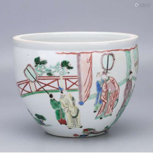 CHINESE PORCELAIN WUCAI FIGURES BOWL