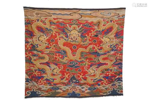CHINESE KESI RED DRAGON TAPESTRY