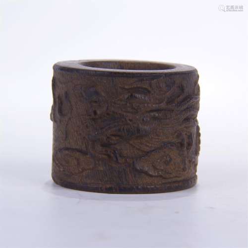 CHINESE AGALWOOD DRAGON ARCHER'S RING
