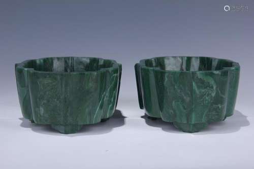 PAIR OF CHINESE JADE BASINS