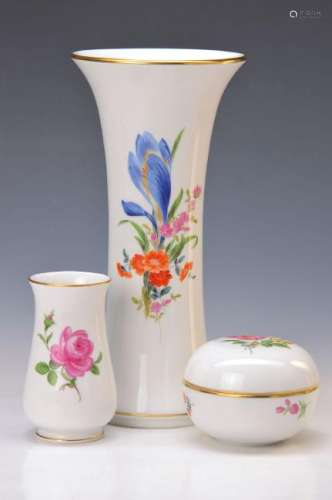 two vases and one lidded box