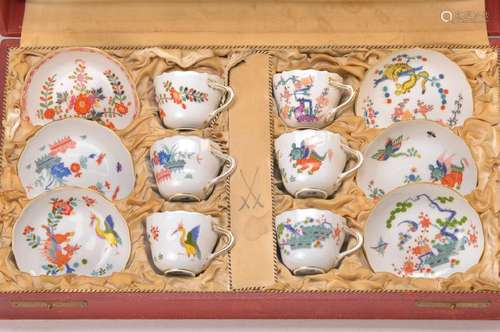 6 Mocha sets, Meissen