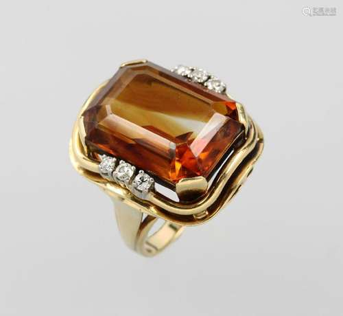 14 kt gold ring with citrine and brilliants