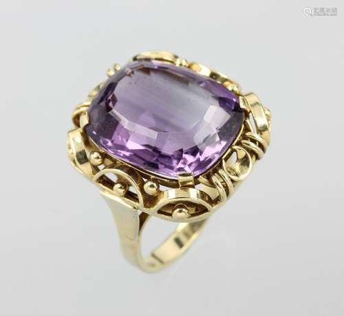 14 kt gold ring with amethyst, german approx. 1940s