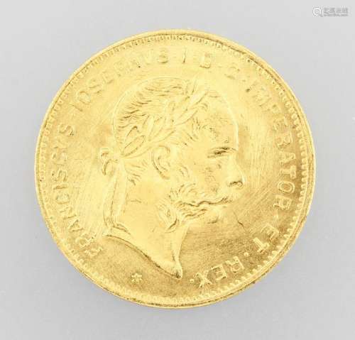 Gold coin, 4 Florin 10 Swiss Francs, Austria- Hungary,
