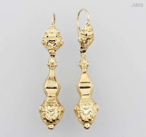 Pair of earrings, gold foil 585/000, approx. 1830s