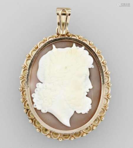 8 kt gold pendant with cameo, german approx. 1870s