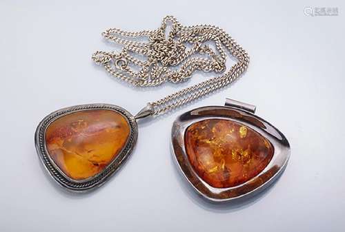 2 pendants with amber, Poland