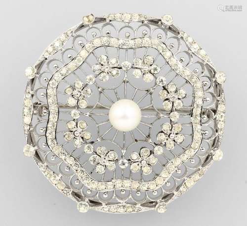 Brooch with rhine stones and imitated pearl