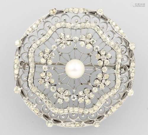 Brooch with rhine stones and imitated pearl