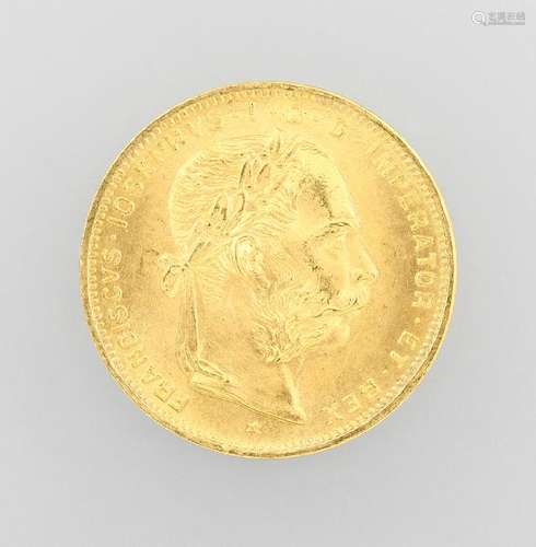 Gold coin, 8 Florin 20 Swiss Francs, Austria- Hungary,