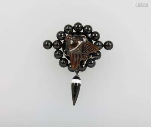 Brooch with onyx and agate, Idar-Oberstein approx.