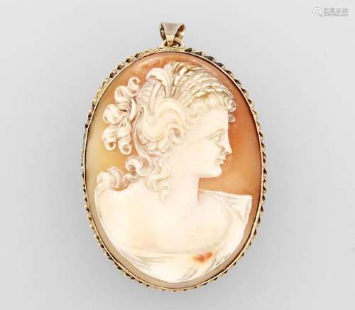 14 kt gold brooch with shell cameo