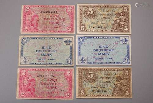 Lot 6 banknotes, Germany, 1948