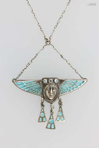 Necklace with plique-a-jour enamel, german approx.