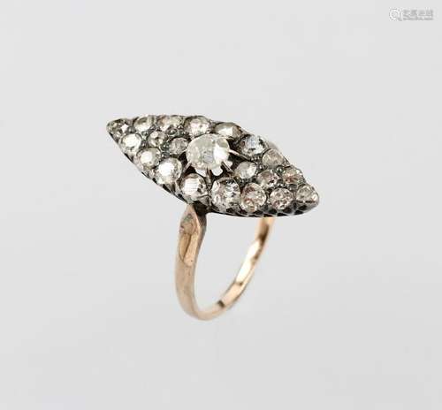 14 kt gold marquise ring with diamonds