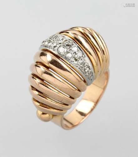 14 kt gold ring with diamonds, approx. 1965/70s