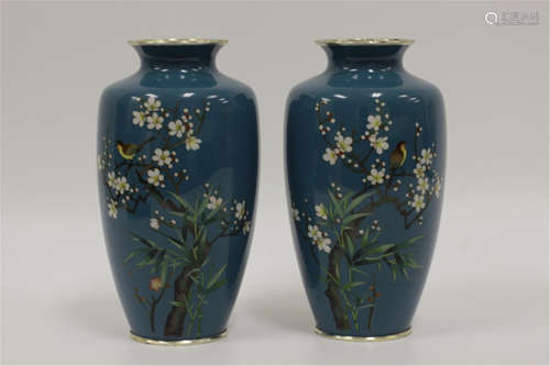 Japanese Pair Of Cloisonne Vase