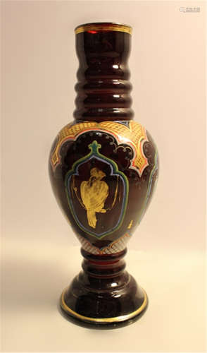 Bohemian Enamel and Glass Vase