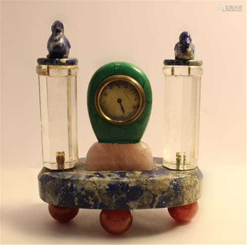 Rock Crystal and Lapiz Table Clock