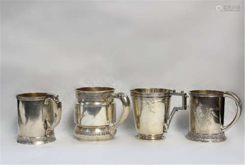 4Pic English Sterling Silver Cups
