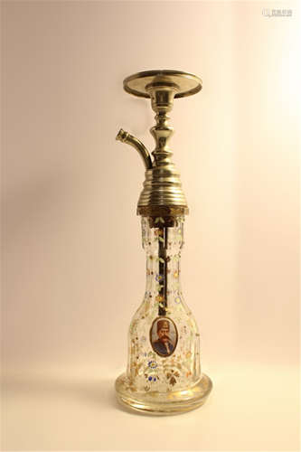 19th.C Person Glass Smoking Hookah