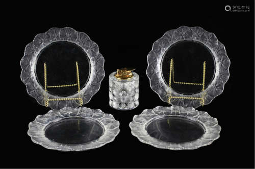 4 Lalique Plates and 1 Lalique Lighter