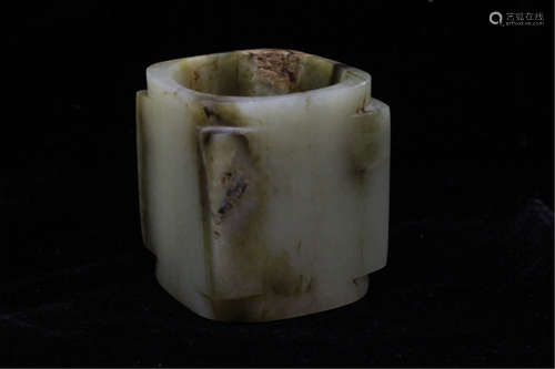 Chinese White Jade Carved Bi