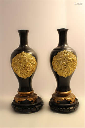 Pair of Chinese Lacquer Vases