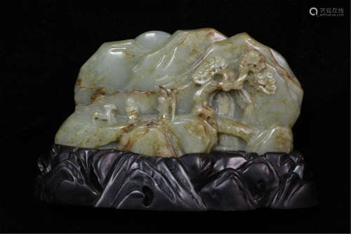 Chinese Jade Carved Fisherman w Boy