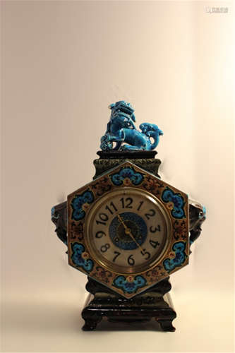 Chinese Majolica Porcelain Table Clock