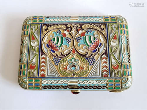 Antique Russian Gilt silver Enamel Cigarett Case