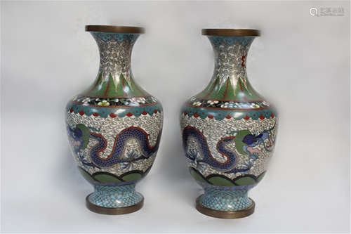 Pair of Chinese Cloisonne Vases