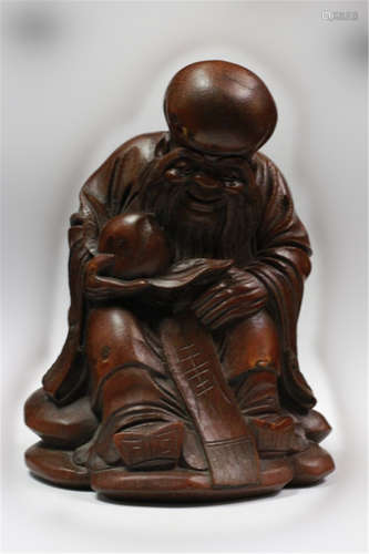 Chinese Bamboo Carved Figural , Shouxing